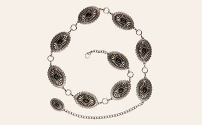 Ariat Silver & Black Stone Oval Concho Chain Belt In Metallic