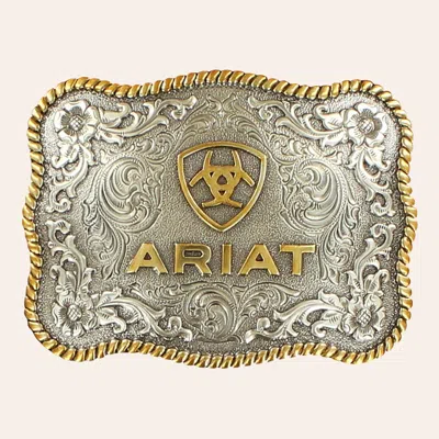 Ariat Silver & Gold Rope Edge Rectangle Belt Buckle