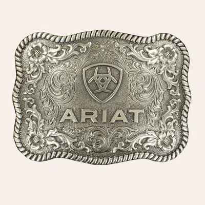 Ariat Silver Logo Belt Buckle In Neutral