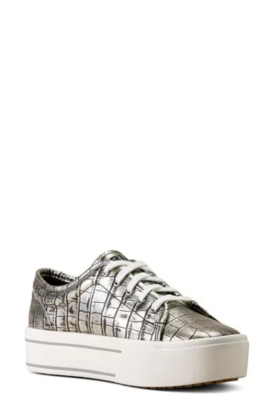 Ariat Skylar Croc Embossed Leather Sneaker In Silver