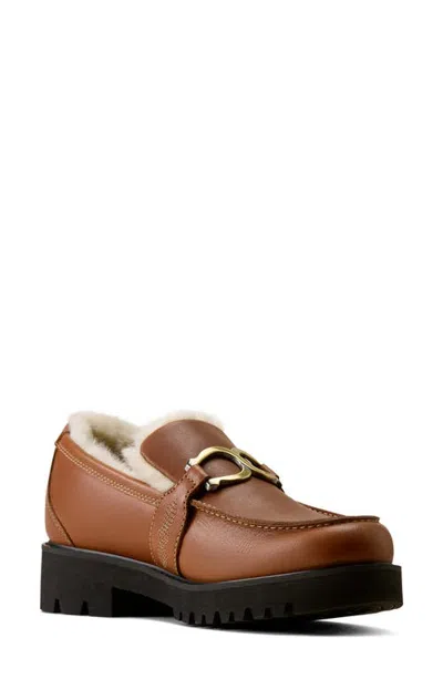 Ariat Stratford Faux Shearling Lined Leather Loafer In Brown