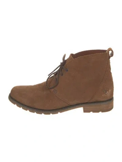 Pre-owned Ariat Suede Lace-up Boots In Brown