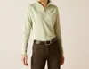Ariat Sunstopper 3.0 1/4 Zip Baselayer Top In Light Sage In Multi