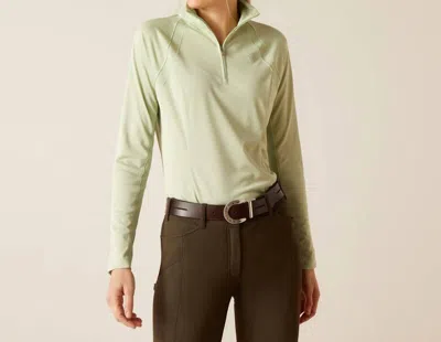 Ariat Sunstopper 3.0 1/4 Zip Baselayer Top In Light Sage In Multi