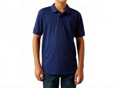 Ariat Kids' Tek Polo Shirt In Blue Depths