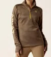 Ariat Tek Team 1/2 Zip Sweatshirt In Canteen In Brown