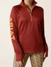 Ariat Tek Team 1/2 Zip Sweatshirt In Fired Brick In Red