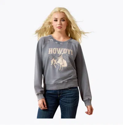 Ariat Vintage Raglan Sweatshirt In Ombre Blue Mineral Wash In Gray