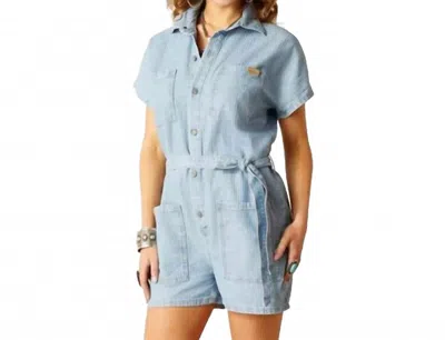 Ariat Virginia Romper In Herringbone Denim In Blue