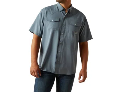 Ariat Western Venttek Classic Fit Short Sleeve Snap Shirt In Newsboy Blue
