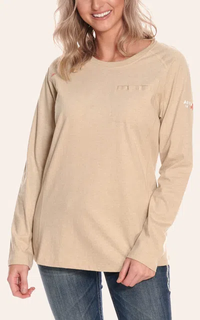 Ariat Women's Air Crew Sand Fr Long Sleeve T-shirt In Neutral