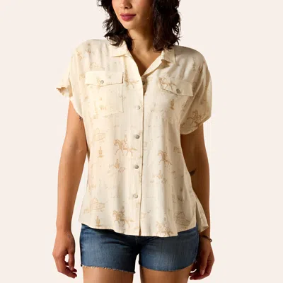 Ariat Women's Badlands Turtledove Ranch Print Shirt In Yellow