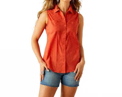 Ariat Women's Billie Jean Sleeveless Shirt In Chili Dobby In Orange