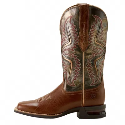 Ariat Women's Captivate Wide Square Toe Western Boot - Medium In Dark Tan/titanium In Brown