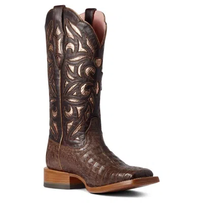 Ariat Women's Carmencita Caiman Belly Square Toe Boots With Tekstep Comfort In Brown