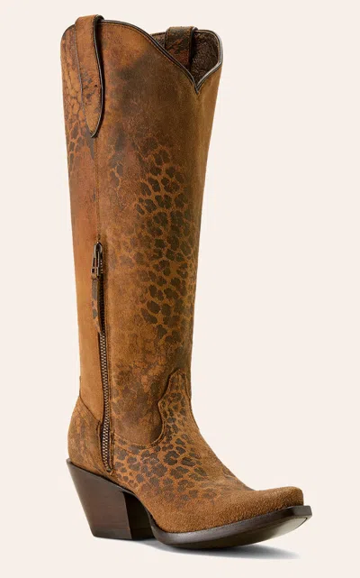 Ariat Women's Casanova Distressed Leopard Print Snip Toe Cowboy Boots In Brown