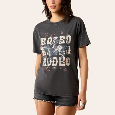 Ariat Women's Charcoal Star Spangled Rodeo Graphic T-shirt In Gray
