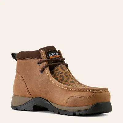 Ariat Women's Chestnut & Cheetah Print Leather Composite Round Toe Work Boots In Multi