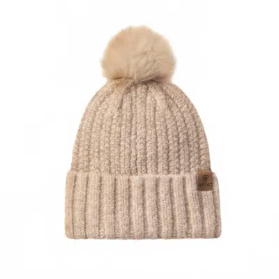 Ariat Women's Chilton Faux Fur Pom Soft Knit Beanie In Natural In Brown
