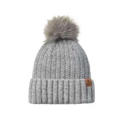 Ariat Women's Chilton Faux Fur Soft Knit Pom Beanie In Heather Grey In Gray