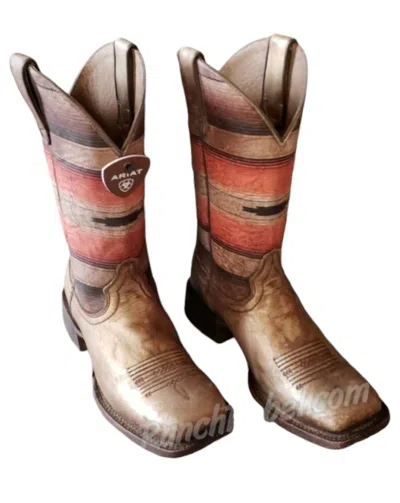 Ariat Women's Circuit Savanna Boot In Distressed Gold & Rust Saddle Blanket In Multi