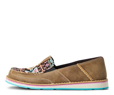 Ariat Women's Cruiser Slip On Shoes In Brown Bomber Leather/neon Lights
