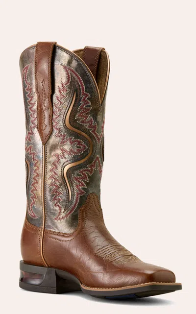 Ariat Women's Dark Tan & Titanium Captivate Stretchfit Wide Square Toe Cowboy Boots In Multi