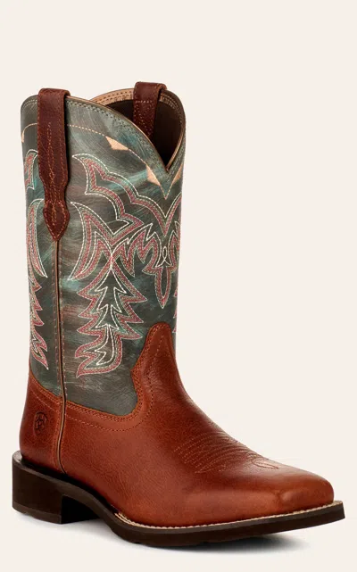 Ariat Women's Delilah Spiced Cider And Teal Wide Square Toe Cowboy Boots In Multi