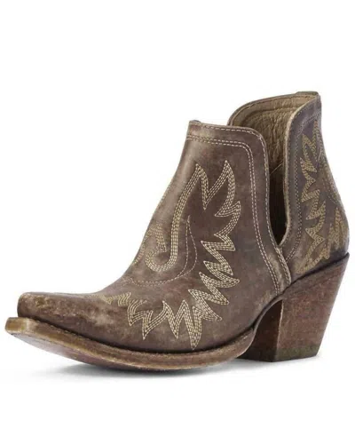 Ariat Women's Dixon Western Snip-toe Ankle Boot In Distressed Brown In Multi