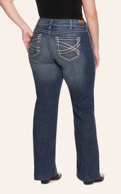 Ariat Women's Entwined Mid Rise Stretch Trouser Jeans In Blue