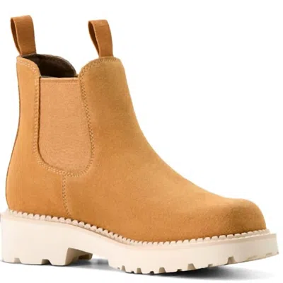 Ariat Women's Fatbaby Western Chelsea Boots In Wheat Suede In Multi