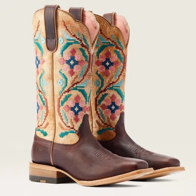 Ariat Women's Frontier Daniella Western Boot In Brown/off_white