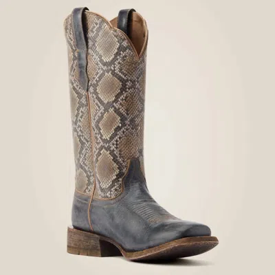Ariat Women's Frontier Farrah Wide Square Toe Western Boot In Beige In Multi