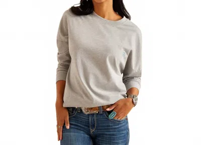 Ariat Women's Fun Farm Oversized Long Sleeve Top In Grey In Neutral