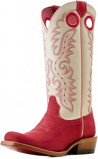 Ariat Women's Futurity Azalea Rough Out Boots In White & Pink In Multi