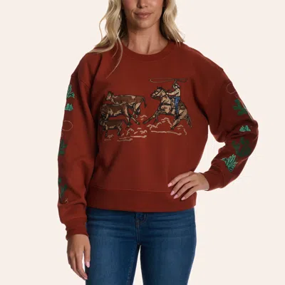 Ariat Women's Glen Rust Cowboy Embroidered Sweatshirt