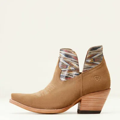 Ariat Women's Hazel Chimayo Western Bootie In Dijon Roughout/santa Fe Mustard In Multi