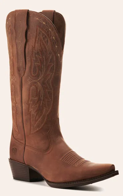 Ariat Women's Heritage Distressed Brown Bantamweight Stretchfit Wide Calf Snip Toe Cowboy Boot