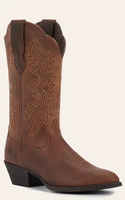 Ariat Women's Heritage Distressed Brown Stretchfit Round Toe Cowboy Boots