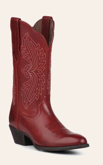 Ariat Women's Heritage Rosy Red Stretchfit R-toe Cowboy Boots In Burgundy