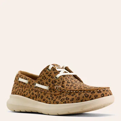 Ariat Women's Hilo Brown Likely Leopard Print Knit Moc Toe Shoes In Multi