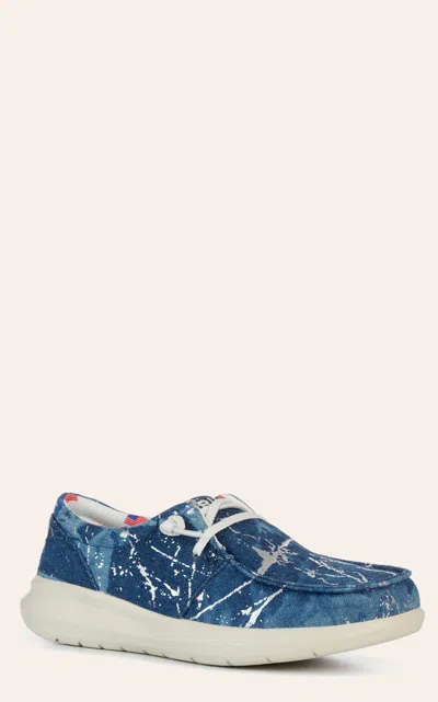 Ariat Women's Hilo Silver Splatter Denim Moc Toe Casual Shoes In Blue
