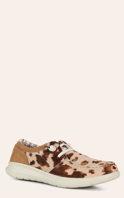 Ariat Women's Hilo Tan And White Brindle Moc Toe Casual Shoes In Multi