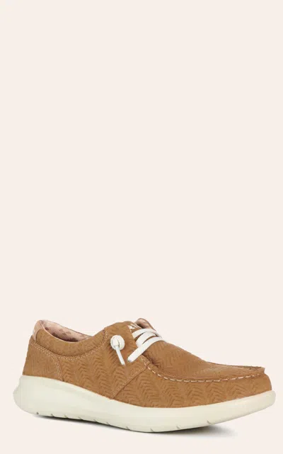 Ariat Women's Hilo Tan Woven Emboss Moc Toe Casual Shoes In Brown