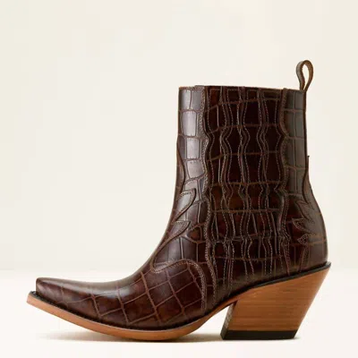 Ariat Women's Jade Western Bootie In Luxe Espresso Croc Print In Brown