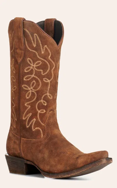 Ariat Women's Jukebox Dark Ginger Suede Snip Toe Cowboy Boots In Blue