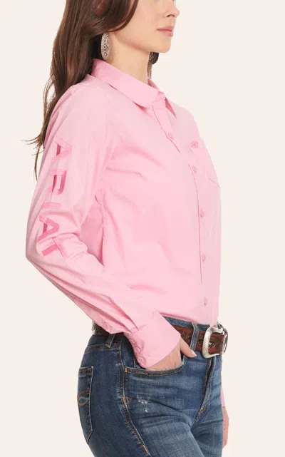 Ariat Women's Kirby Prism Pink With Logos Long Sleeve Western Shirt