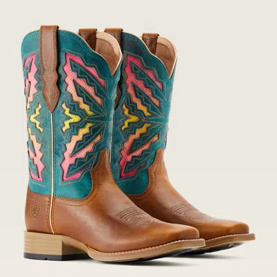 Ariat Women's Laney Western Boot In Tan/teal