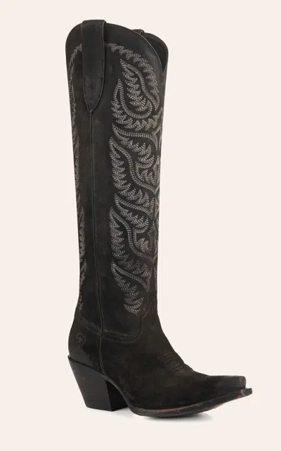 Ariat Women's Laramie Black Suede Stretchfit Snip Toe Tall Cowboy Boots