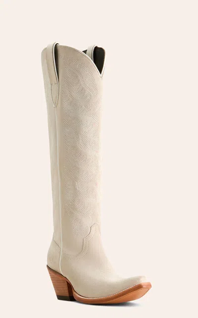 Ariat Women's Laramie Oyster Suede Stretchfit Tall Snip Toe Cowboy Boots In White